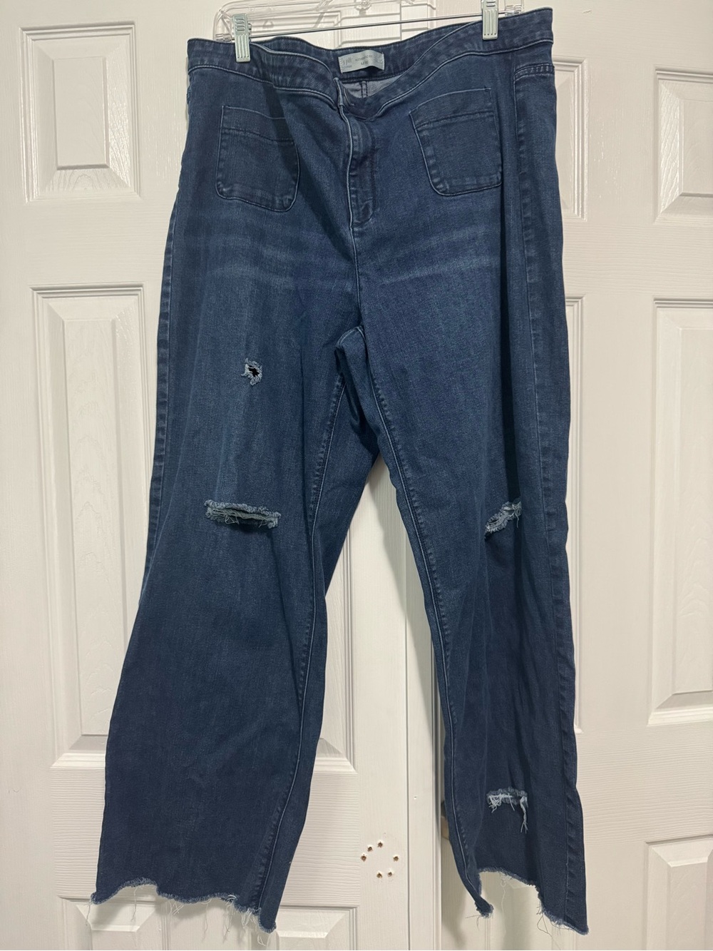 J. Jill Dark Blue Distressed Boyfriend Jeans